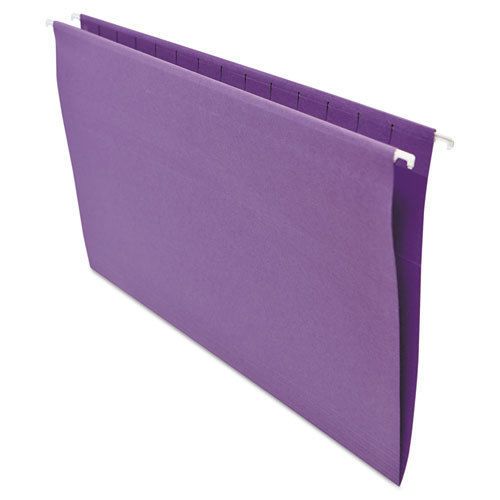 Hanging File Folders, 1/5 Tab, 11 Point Stock, Legal, Violet, 25/Box