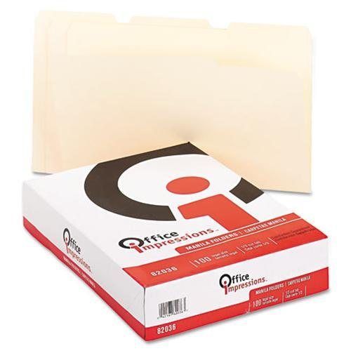 Office Impressions™ File Folders, 1/3 Cut Top Tab, Legal, Manila, 100/Box