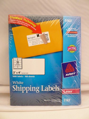 Avery dennison 5163 permanent mailing labels, 2&#034; x 4&#034; 1000 box white new for sale