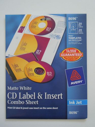 AVERY 8696 - MATTE WHITE - CD LABEL &amp; INSERT COMBO SHEETS