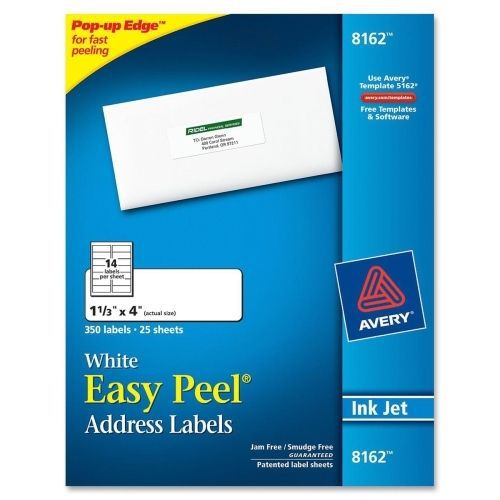LOT OF 4 Avery Easy Peel Ink Jet White Mailing Labels-1.33&#034;Wx4&#034;L -350/Pk