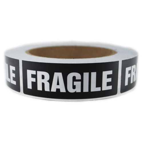 Black and White &#034;Fragile&#034; Sticker Label - 1&#034; by 3&#034; - 500 ct