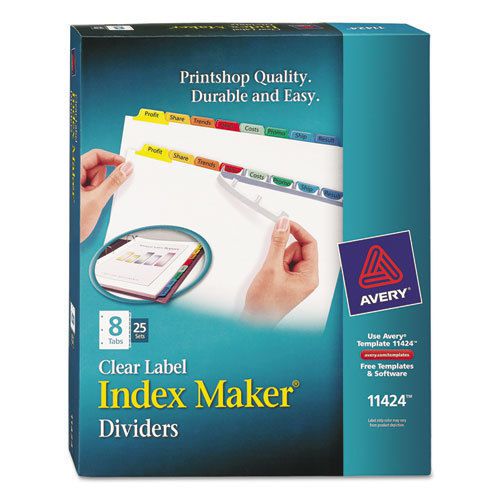 Index Maker Divider w/Multicolor Tabs, 8-Tab, Letter, 25 Sets/Box
