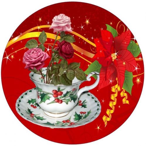 30 Personalized Return Address Labels Teacup Christmas Buy3 get1 free(fx28)