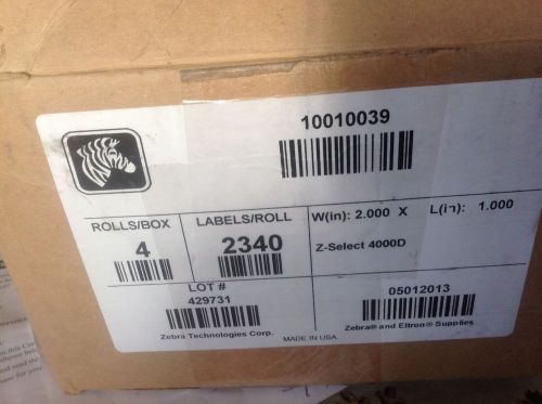 Genuine Zebra 10010039 Z-Select Thermal Labels 2.000&#034;w x  1.000  5 rolls labels