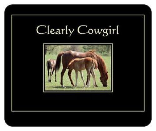 #7303 -- western clearly cowgirl black horse mouse pad -wow! for sale