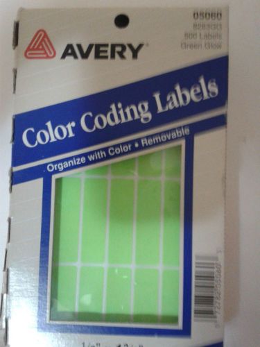 AVERY Color Coding 1/2&#034;x 1 3/4&#034; Rectangular Green Glow Labels. Qty 500