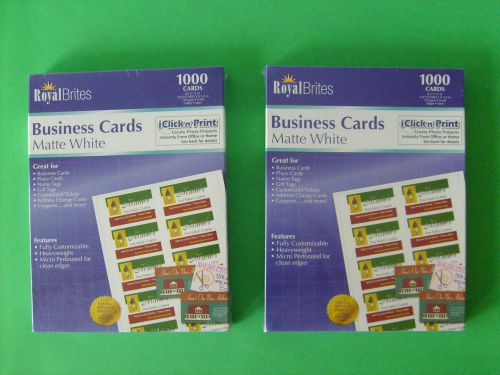 1000 X 2 = 2000 Royal Brites Heavy Duty Blank Business Cards Matte White Inkjet