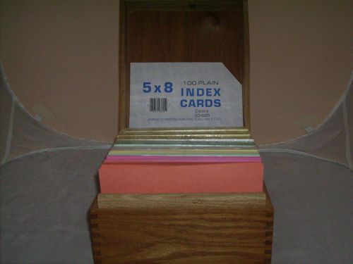 Hedberg Wooden File Box w/ A Lot of Plain Colored Index Cards 5x8 Canary