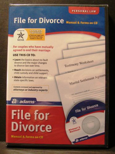 ADAMS FILE FOR DIVORCE MANUAL &amp; FORMS ON CD PERSONAL LAW