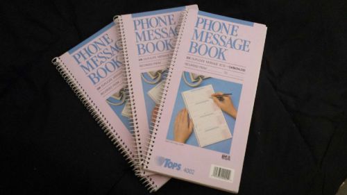 NEW (lot of 3) TOPS DUPLICATE PHONE MESSAGE BOOK 200 sets per book Tops 4002