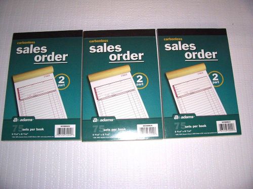 3 NEW Adams Sales Order Invoice Book Carbonless 2 part 75 sets book DC5808UV