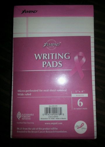Ampad Breast Cancer Awareness Writing Pad, Pack of 6, New in Package