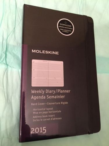 NEW 2015 Moleskine BLACK  WEEKLY Diary Planner Hard Cover SEALED 2381