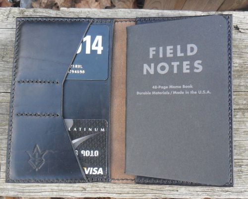 Handmade Leather Case Cover for Field Notes Card Holder XL Chromexcel Black