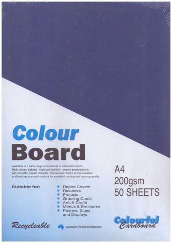 Colourful Cardboard Colour Board A4 50 Sheets 250 gsm - Royal Blue