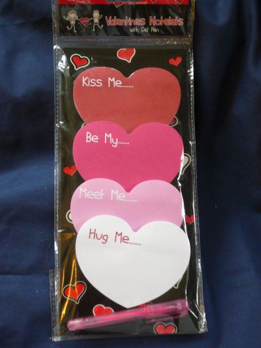 HEART SHAPE STICKY POST-IT NOTES &amp; GEL PEN ~ GREAT FUN see details