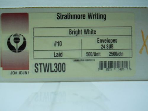 NIB 500 Strathmore Writing Bright White Laid No.10 - Sub 24 Gum Flap 25% Cotton
