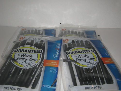 Paper Mate-10 Capped Ball Poing Pens-Black Ink -04 packages