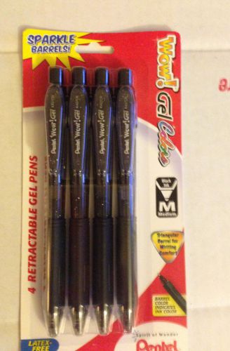 Pentel 4 Retractable Gel Colors Pens - Black Medium Med Point