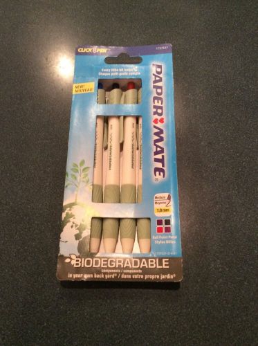 Paper Mate Earth Write Retractable Ball Point Pens, Medium Point Assorted 4/Pack