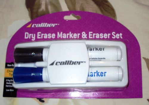 Caliber Dry Erase Marker &amp; Eraser Set w/ 2 Low Odor Chisel Tip Markers FREE SHIP