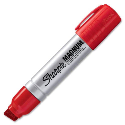 Sharpie Magnum Permanent Marker Jumbo 5/8&#034; Chisel Tip Red 12/pack 44002