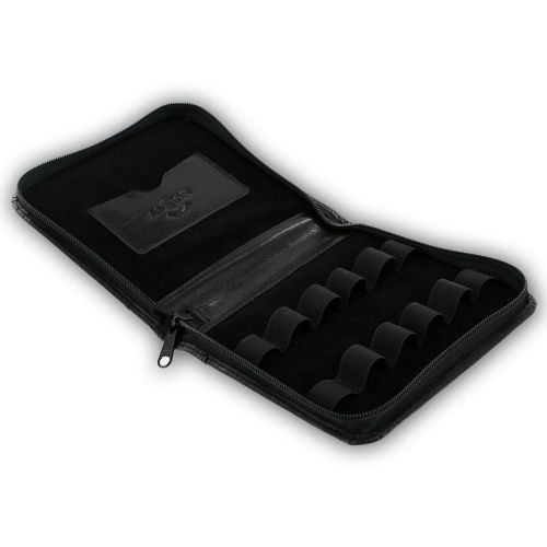 Aston New York Genuine Leather Zippered 6-Pen Case, Black (ASTCASE-6-BLACK)