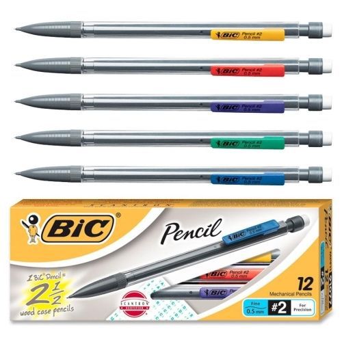 BIC Mechanical Pencil - 0.5 mm Lead Size - Clear Barrel - 12 / Pack