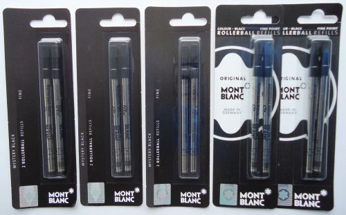 10x Refills for MONTBLANC ROLLERBALL PEN  BLACK COLOR INK FINE POINT BRAND NEW