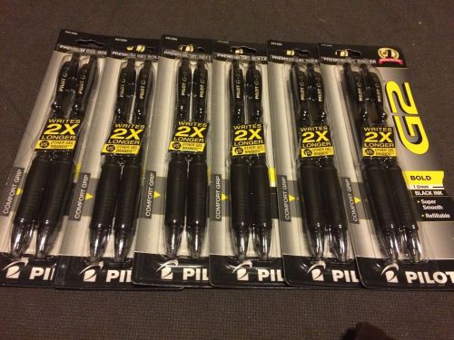 A Brand New Dozen Of Pilot G2 1.0mm Bold Black Ink Gel Rt Pens (12 PENS)!!!!!!!!