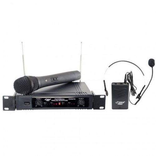 Pyle wireless presentation or singer microphone system 2ch handheld &amp; headset for sale