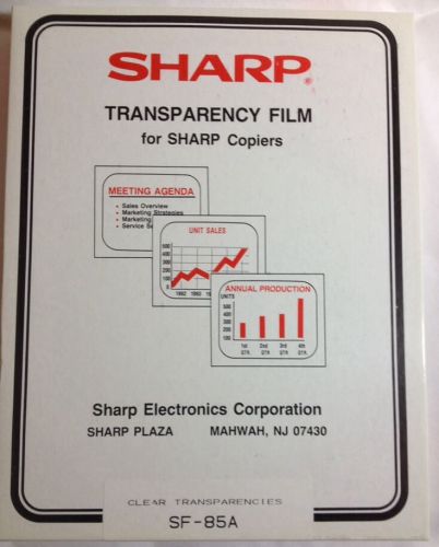Sharp Electronics Transparency Film For Copiers 100 Clear Sheets SF-85A