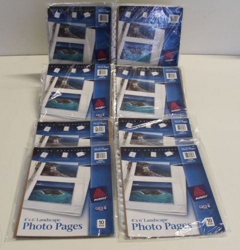 Lot of (8 Pk)AVE 13406 Photo Pages for Four 4 x 6 Horizontal Photos 3-Hole Punch