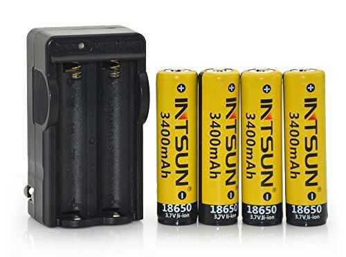 Intsun? 4pcs 3.7V 18650 3400mah Rechargeable Li-ion Battery with PCB and 18650 b
