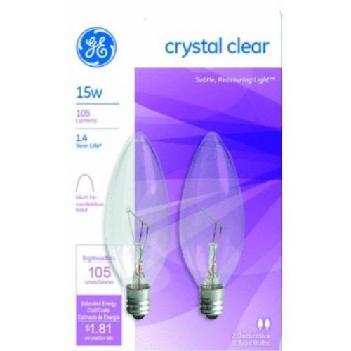 NEW G E LIGHTING 87840 Blunt Tip Candelabra Bulb  15W/120V  2-Pack