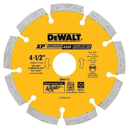 DEWALT DW4713B 4- 1/2-Inch Segment Dry Cut Diamond Blade, 10-Pack