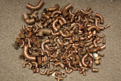 Lot of 280  Assorted Copper Pipe Fittings, Over 13 LBS