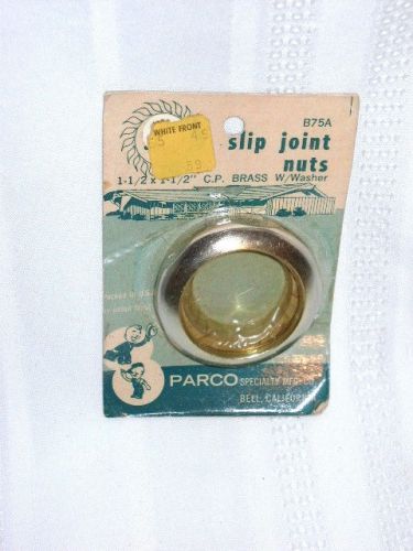 Vintage 1970s white front parco slip joint nuts brass w/ washer sealed nut for sale