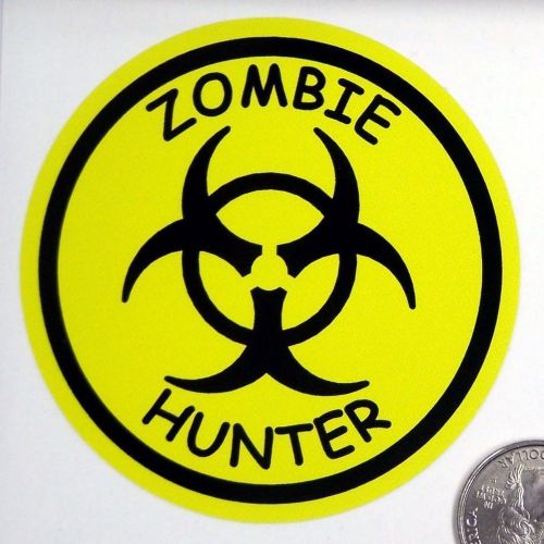 2 - Zombie Hunter 3&#034; Round  Lunch Box Tool Box Car Bumper Sticker R100