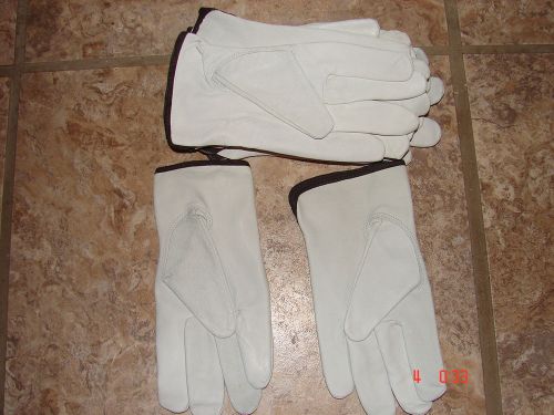 12 pairs Lg. leather work gloves new in pack! Wells Lamont.