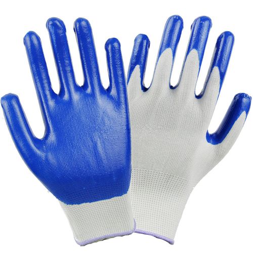 Garden worker soft blue latex rubber work gloves builder gardener safe grip new for sale
