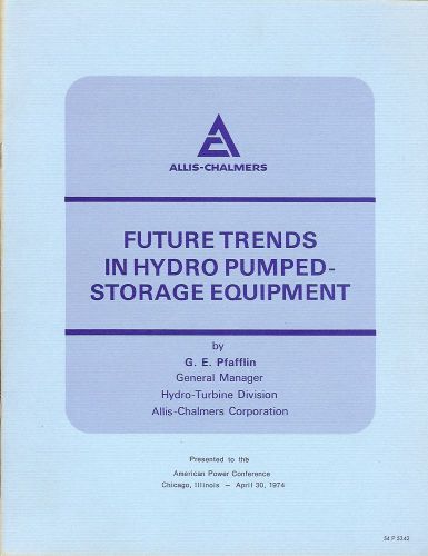 Technical paper - allis-chalmers - hydro turbine pump smith mountain (e1589) for sale