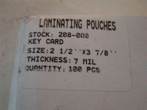 100 laminating pouches 2-1/2&#034; x 3 7/8&#034; 7 mil for sale