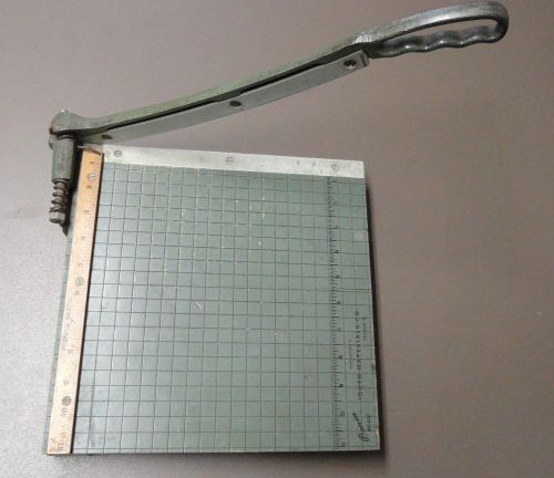 Vintage HEAVY Old VERY SHARP 11&#034; Grid PREMIER Swing Arm GUILLOTINE PAPER CUTTER