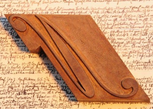 letter: N fancy wood type printing block woodtype font letterpress antique print