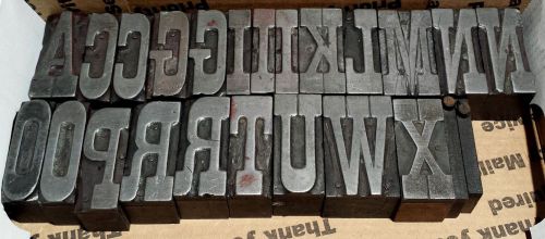 Ai45 lot of 24  vintage wood &amp; metal printing press block letters &amp; punctuation for sale