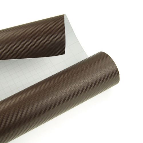 3D 12&#039;&#039;x50&#034; Carbon fiber VINYL Wrap Sheet Decal Sticker paper Roll COFFEE GT