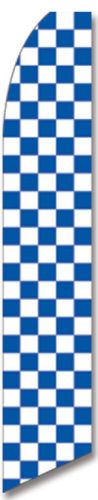 Blue &amp; white checkered blade flag + pole + spike * for sale
