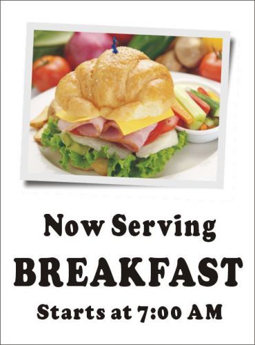 3ftX4ft Custom Printed Now Serving BREAKFAST Banner Sign with Your Text &amp; Pic